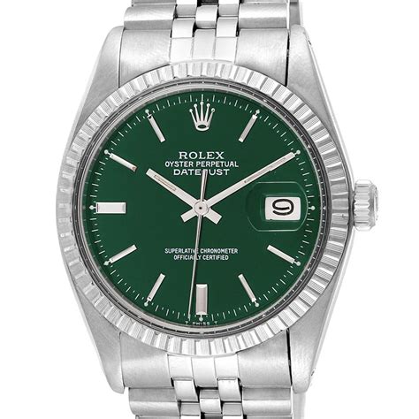 rolex oyster perpetual datejust 1603 green dial|rolex datejust 16013 price.